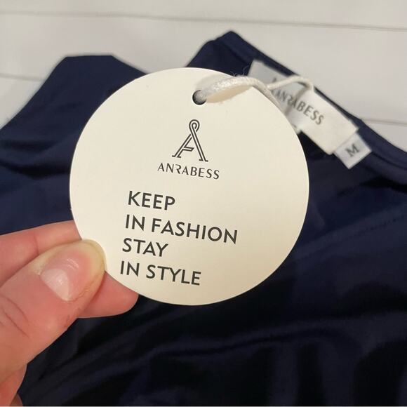 NWT Navy Blue V Neck Short Sleeve Long Modest Maxi Dress Women’s Size Medium - Picture 3 of 8